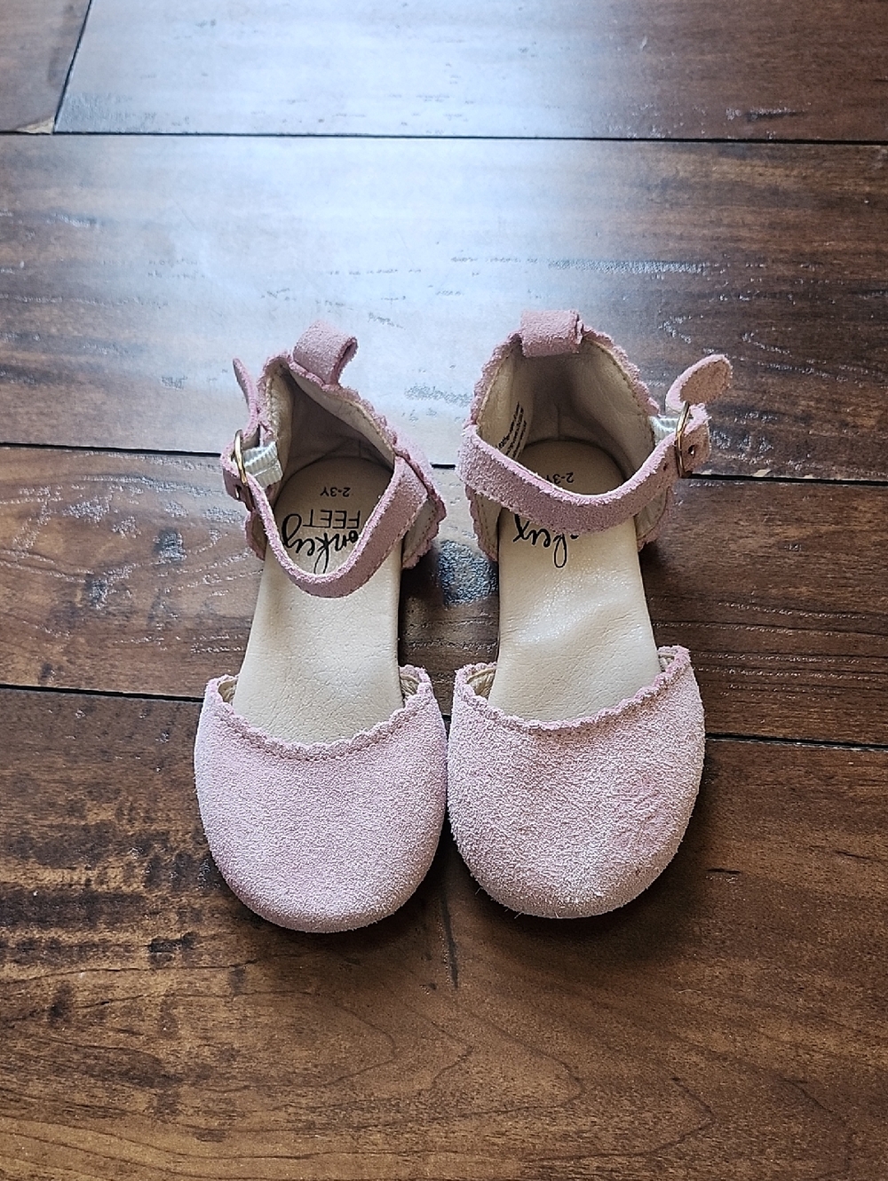 Monkey Feet Girls' Pink Ankle-Strap Dress Shoes Size 2-3Y (Fits Like An 8)